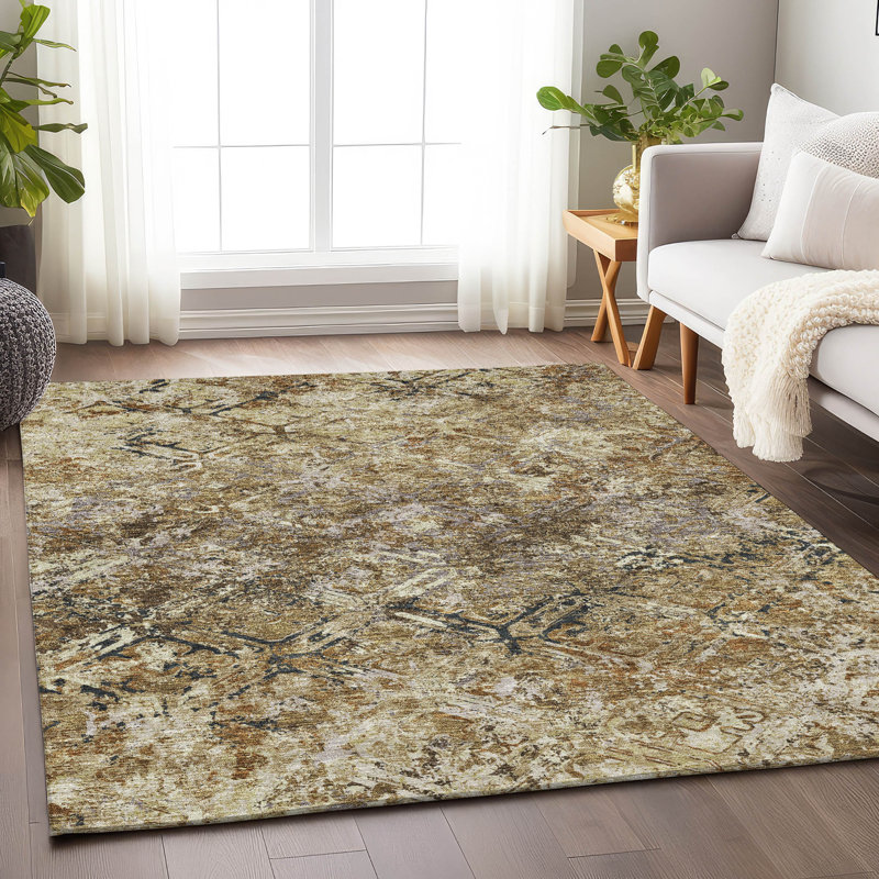 Premium Machine Washable Prisco Beige Rug, Rectangle 9' x 12'