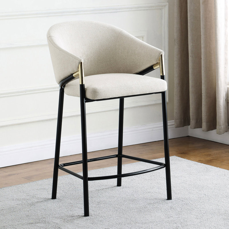 Tabourets de comptoir beige et noir brillant pour la salle à manger - moderne (2 de 2