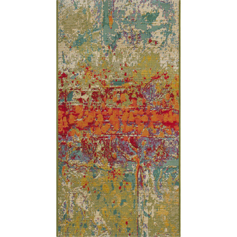 Outdoor Iris Area Rug Moss Color, Rectangle 2' x 3'11"