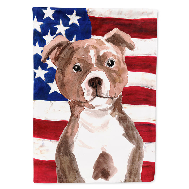 2 côtés en polyester de 2 côtés american drapeau de jardin, Staffordshire Bull Terrier gris