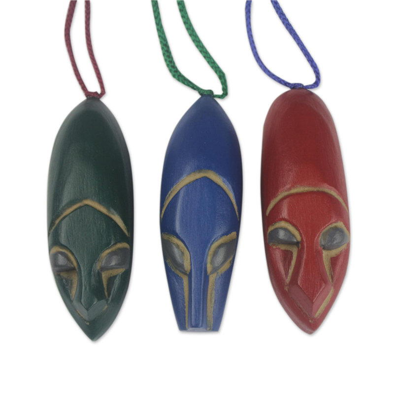 5'' Handmade Abstract Wood Hanging Figurine Ornament