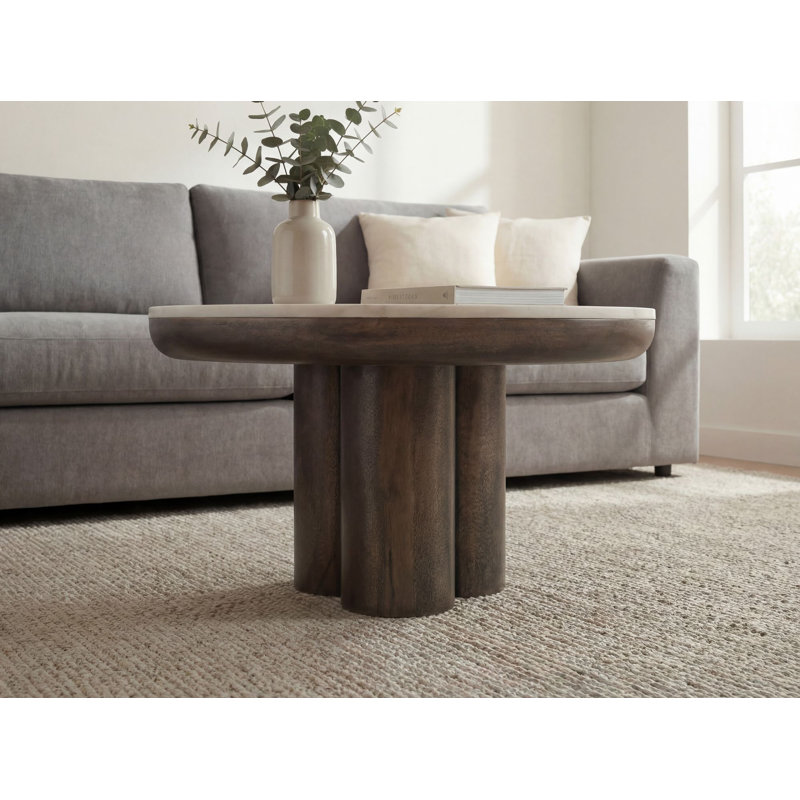 Round White Marble Coffee Table with Aluminium Base
