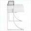Bureaux, bureau d'écriture moderne à 2 tiroirs avec huche en verre, l 48 po x P 23,5 po x H 36 po | Blanc brillant | Bois aggloméré + métal