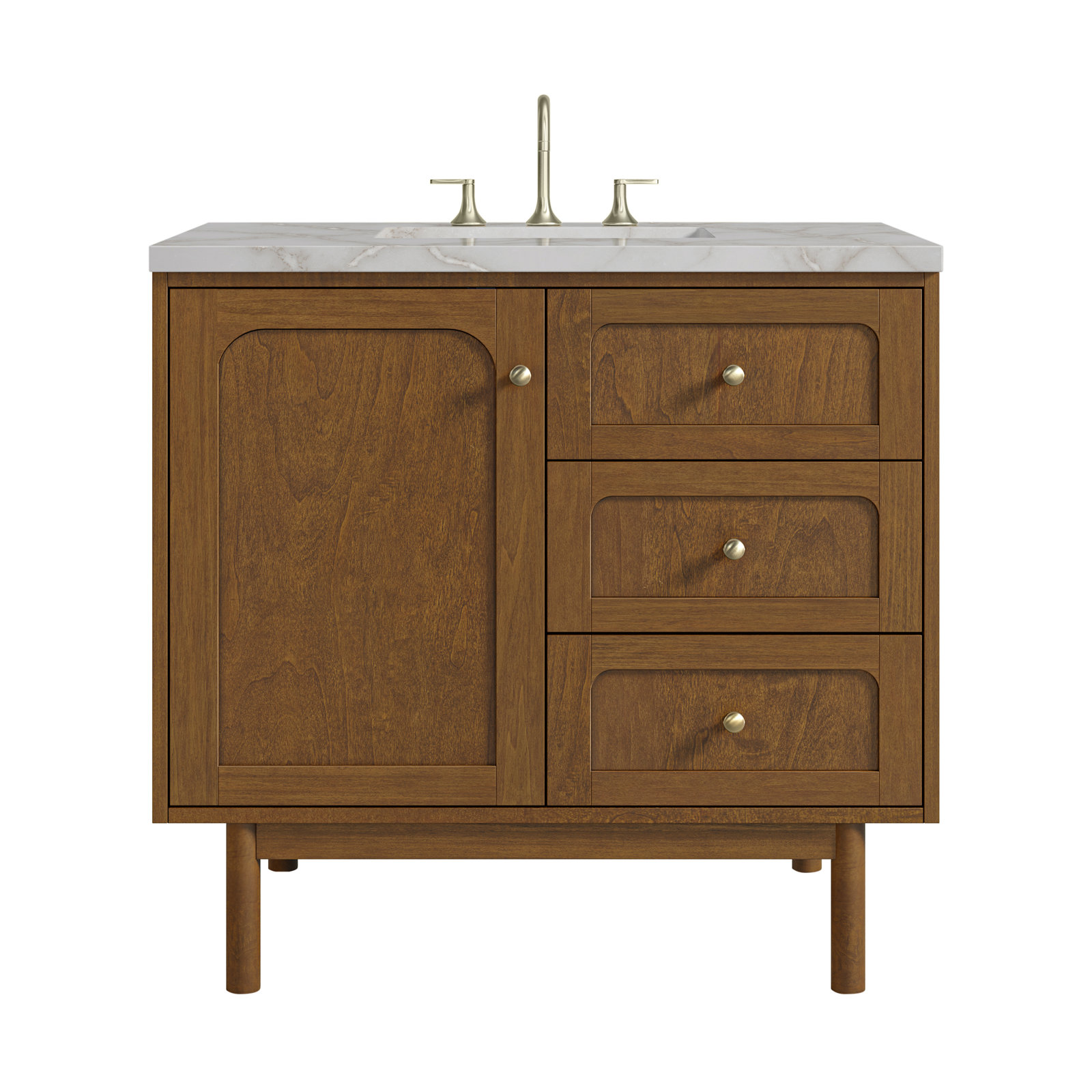 Laurent 36'' W Single Vanity, Victorian Silver, 8" Widespread, Honey Brown