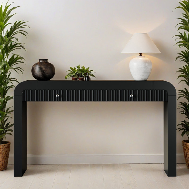 54.32" Solid Wood Entryway Table, Console Table with 2 Drawers, Multi-Functional Sofa Table Suitable for Living Room, Hallway