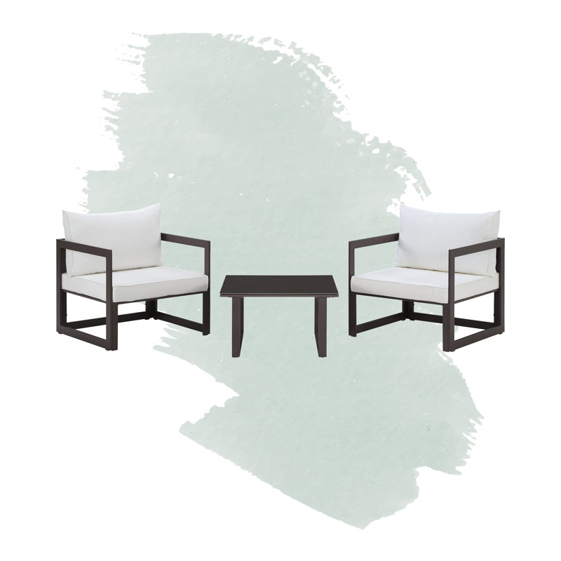 Modway Fortuna 3 Piece Outdoor Patio Sectional Sofa Set, Brown, White
