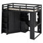 Lit mezzanine en bois Sayer avec garde-robe, bureau, station de charge et projecteurs réglables-127343433