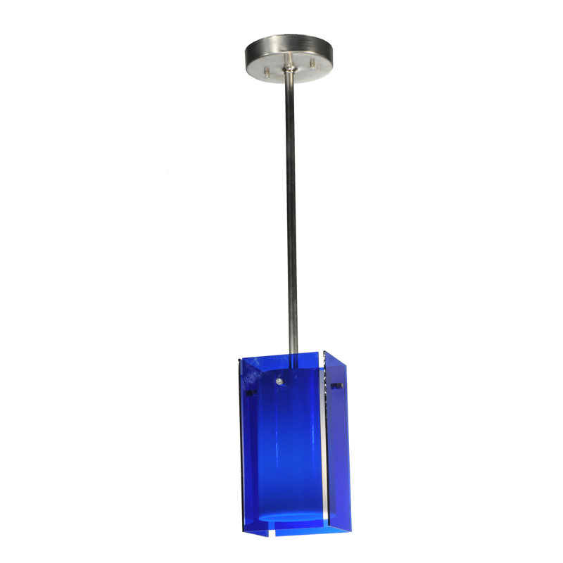 Luminaire suspendu rectangulaire 1 lumière, Bleu, Argent