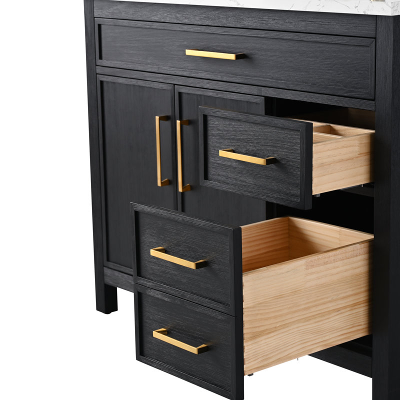 Reajean 42" Single Vanity, Ebony/Brushed Bronze