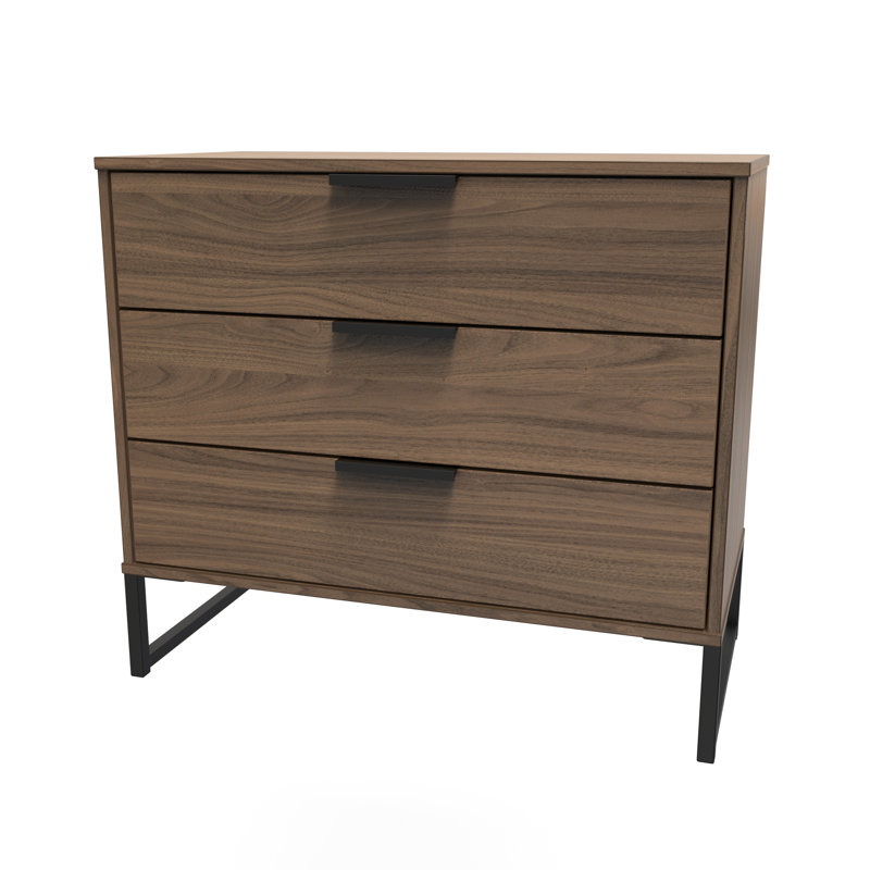 Turah 77cm W 3 - Drawer Chest of Drawers, Carini Walnut