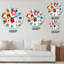 Horloge murale abstraite avec fleurs rouges et roses-2081523894