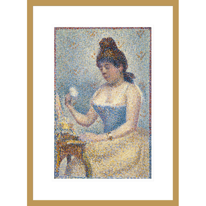 «Jeune femme se poudrant» par Georges Seurat, impression giclée sur cadre, H 21,75 po x l 16 po