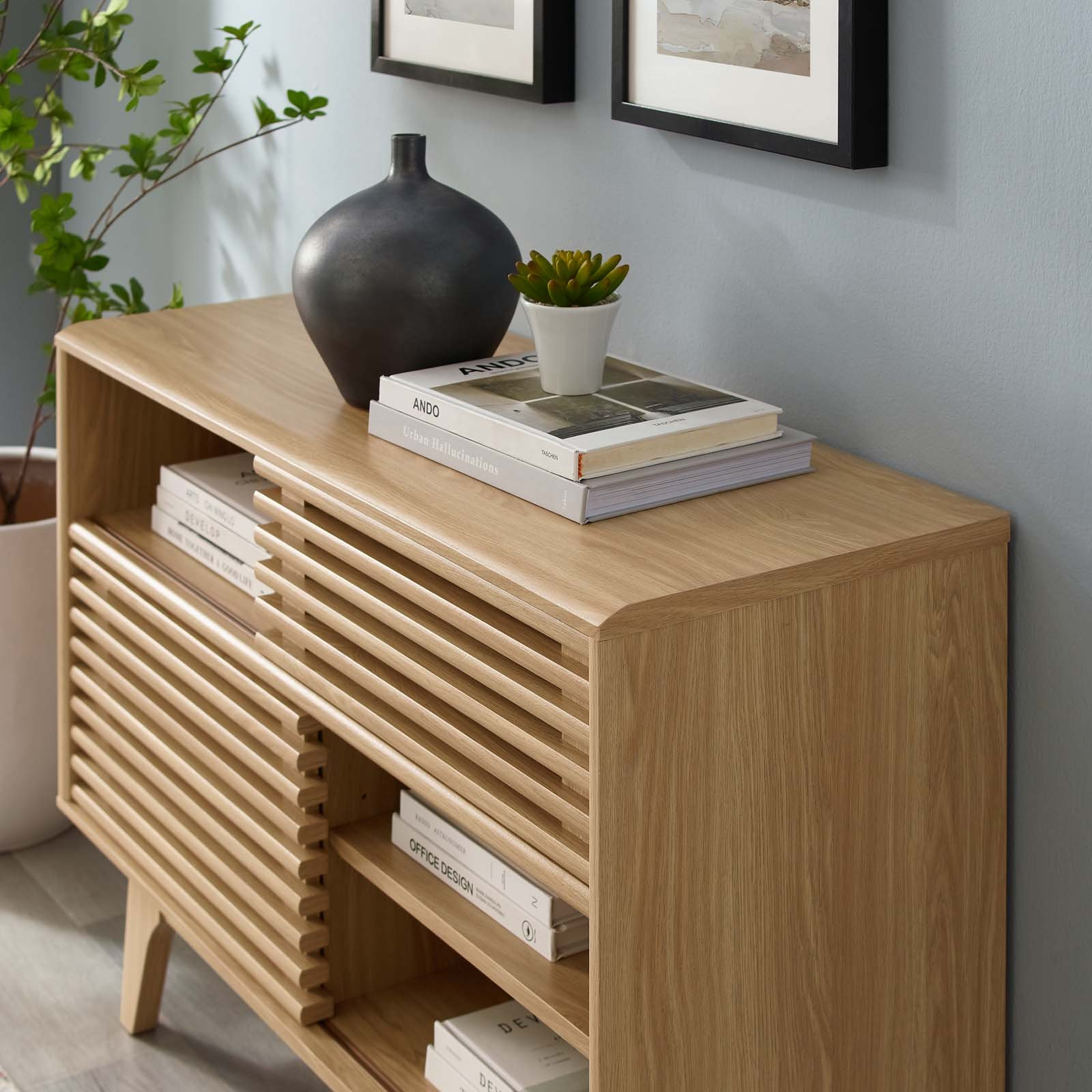 Render TV Stand, Oak