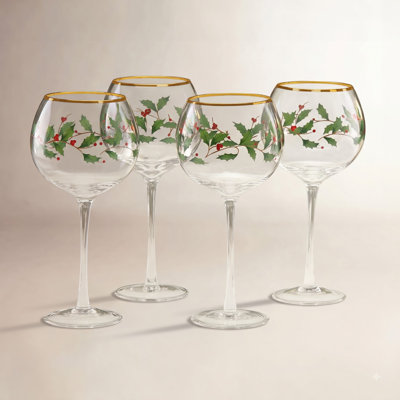 Holiday Red Wine Glass