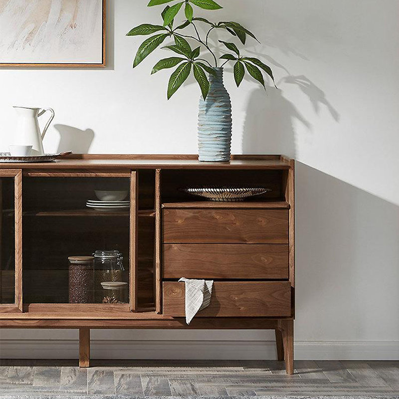 Buffet multifonctionnel avec porte de rangement en verre