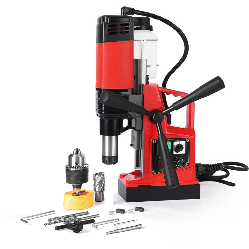 Perceuse magnétique robuste 1300 W, double rail, 700 tr / min, perceuse de 1,57 po, ensemble de 2 pièces, 110 V, orange