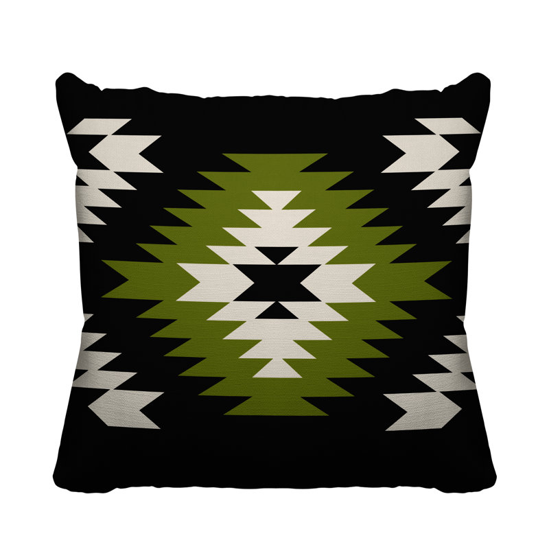 Coussin décoratif intérieur / extérieur Southwestern, L 15 po x H 15 po, Chartreuse