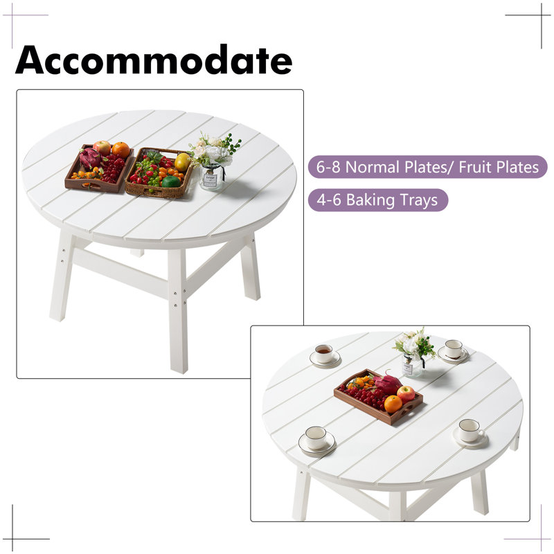  Immie 5 Piece HDPE Outdoor Dining Table Set with Umbrella Hole, White, White