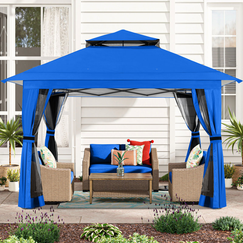 Pavillon de jardin MASTERCANOPY avec murs grillagés et toit ventilé, 13 pi x 13 pi, Beige brun bicolore