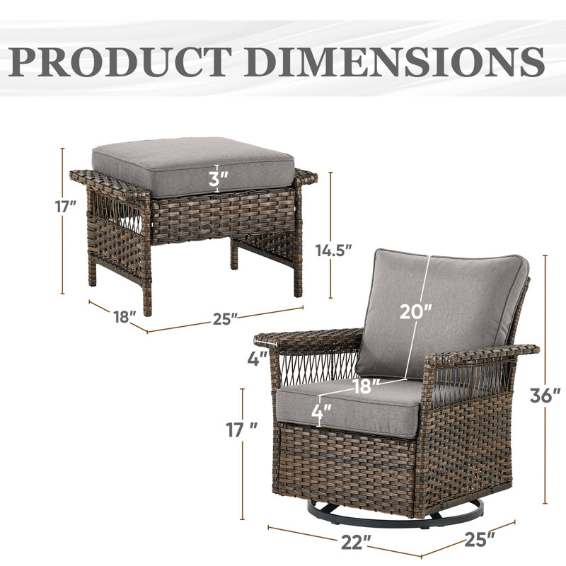 Tapash 4 - Person Patio Conversation Set with Cushions, Gray