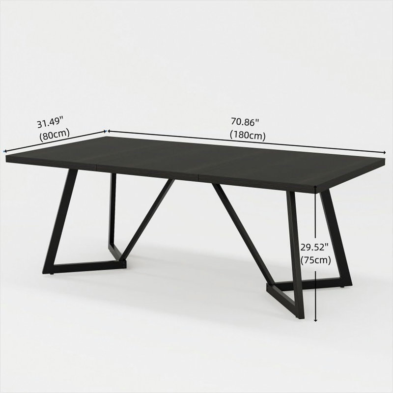 Grande table de salle à manger 71 "pour 6 à 8 personnes avec table rectangulaire pour la cuisine et le dîner avec structure en métal robuste, mobilier de maison et de bureau polyvalent