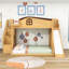 Lit superposé simple au-dessus de double avec glissade intégrée, garde-robe et rangement Woode-1066603801