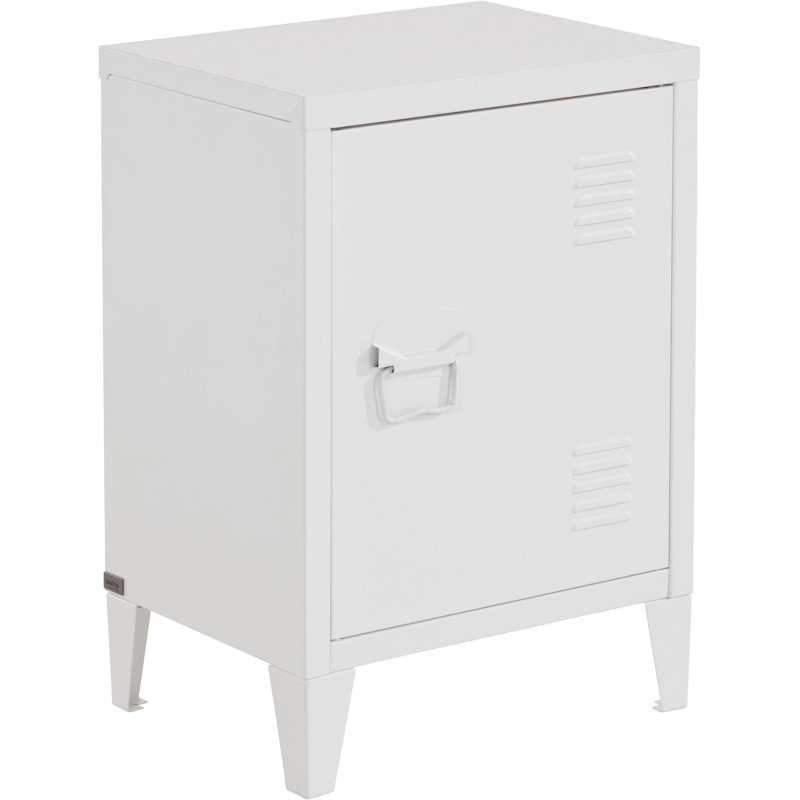 Carles 40cm W Steel Bedside Table, White