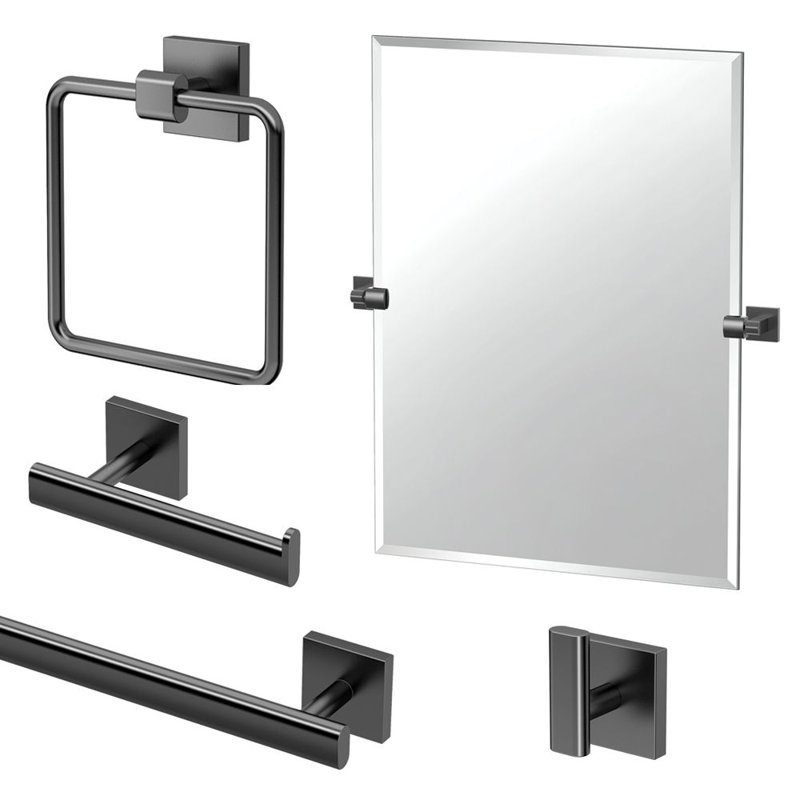 Elevate 5 - Piece Bathroom Hardware Set, Matte Black