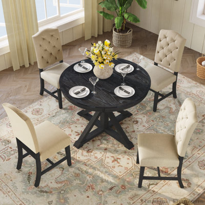 Ensemble de table de salle à manger avec table extensible et 4 chaises rembourrées pour salle à manger et salon