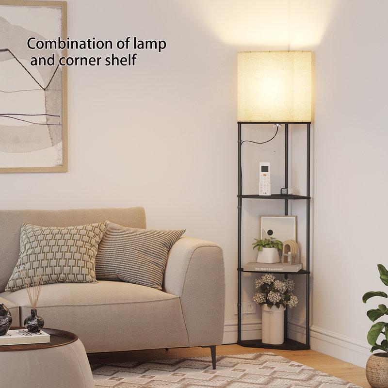 Yiu 3 Tier Corner Shelf  LED Floor Lamp