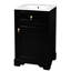 Meuble-lavabo de 20 pouces avec lavabo en céramique. Compact et élégant. Protection contre le débordement. Étagère réglable à fixation sur porte. Finition noire. Évier de construction, porte à fermeture en douceur, rangement pour un espace serein