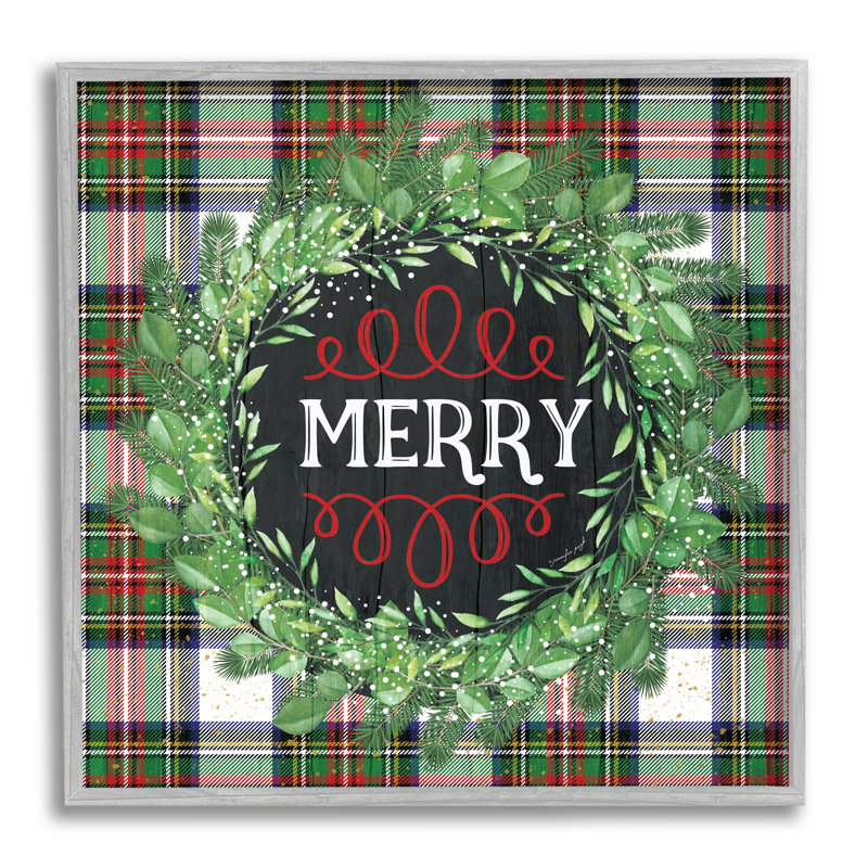 Merry Sentiment Winter, Estampe numérique Farmhouse, H 17 po x l 17 po