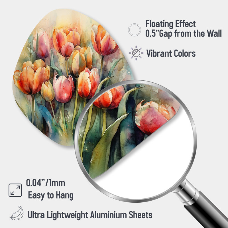 Ristau - Décoration murale irrégulière en forme de nébuleuse tulipe, H 28 po x l 25 po x P 1 po