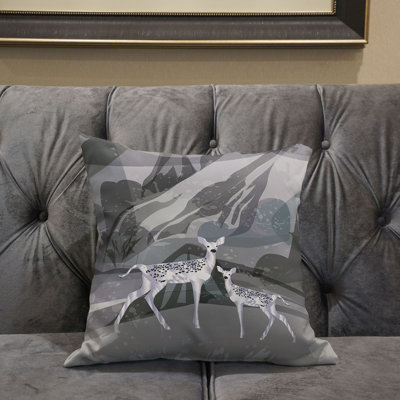 Housse et insert de coussin décoratif carré en polyester Curious Deer