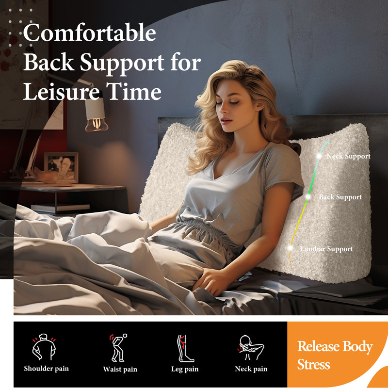 Asseyez-vous sur le dos, confort, peluche, tête de lit, coussin de lecture, coussin de soutien du dossier, dossier, compression