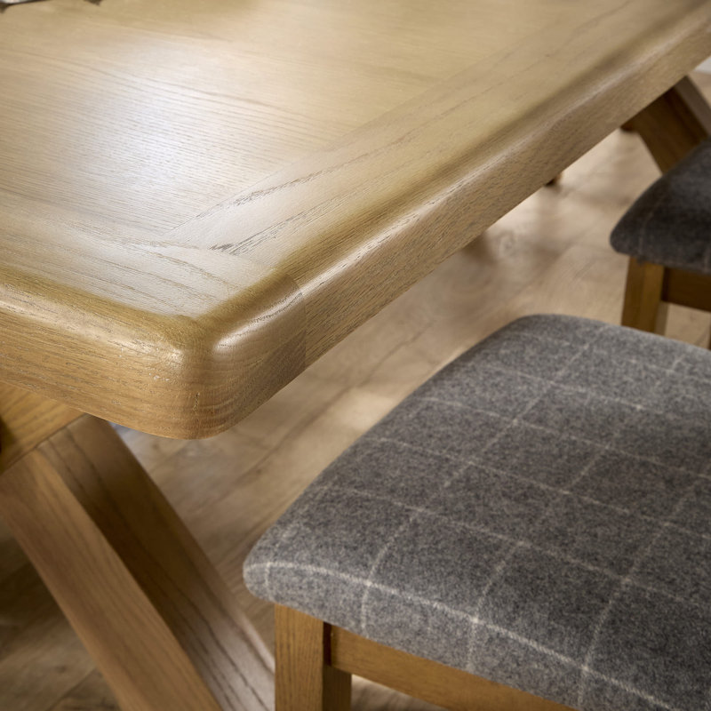 Ciro 2.3m Extending Dining Table & Oak Set 6 Slatted Back Chairs, Gray, 78cm H x 180cm W x 100cm D