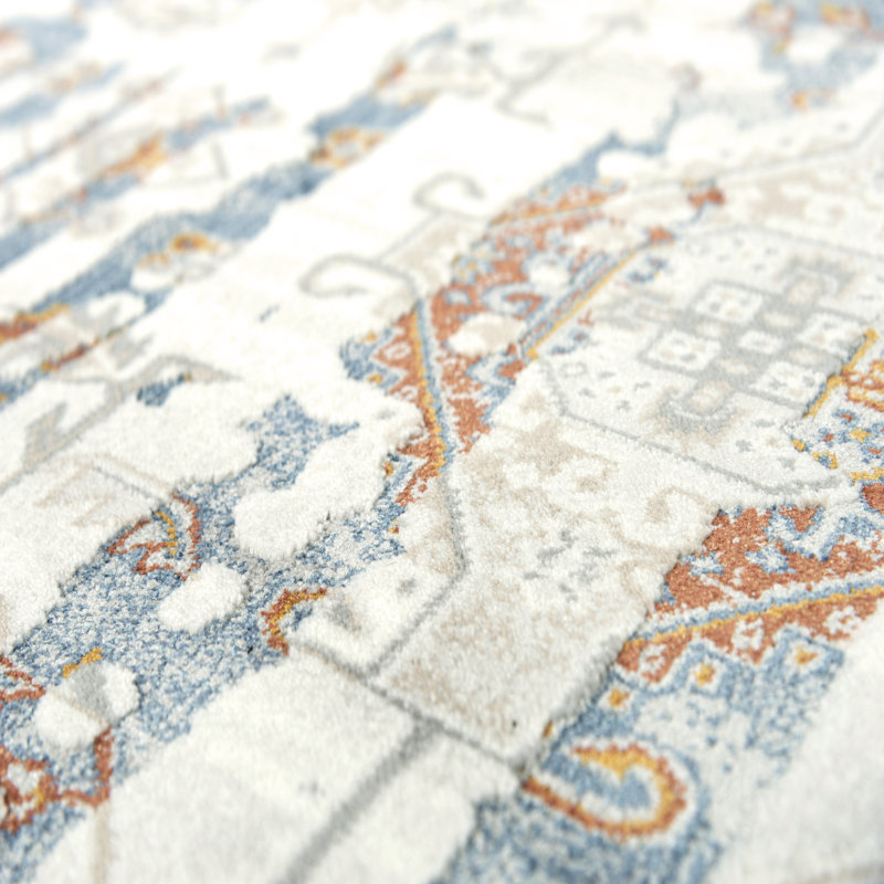 Tapis oriental ivoire et gris, Rectangle 8 pi 8 po x 11 pi 9 po