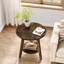 Table d'appoint ronde rustique en bois massif avec tablette de rangement pour le salon-148274037