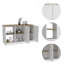 Îlot de cuisine avec grand comptoir, tablettes de rangement ouvertes et armoire à deux portes-1215392057