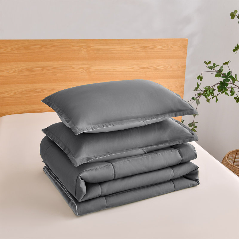 Ensemble d'édredon de luxe à deux tons 2/3 pièces - Ensemble d'édredon respirant - Rembourrage ultra doux en fibres pour une chaleur toutes saisons - Ensemble d'édredon matelassé
