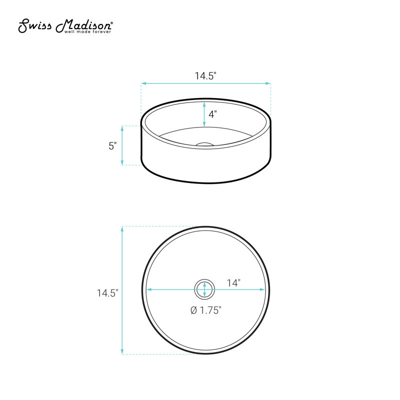 Lisse 14.5" Concrete Round Vessel Sink, Matte White