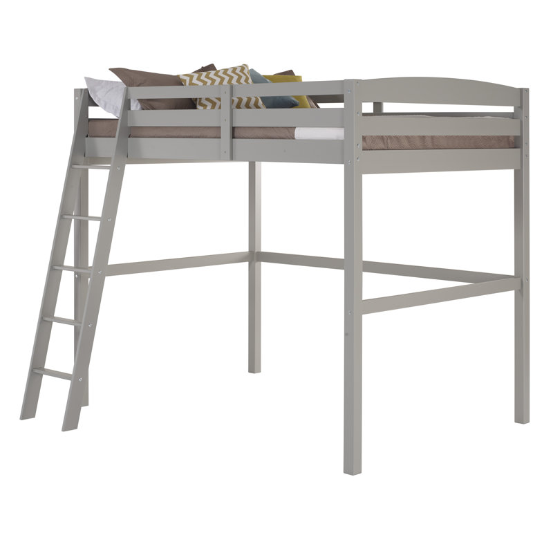Mallika Solid Wood Loft Bed, Gray, Twin