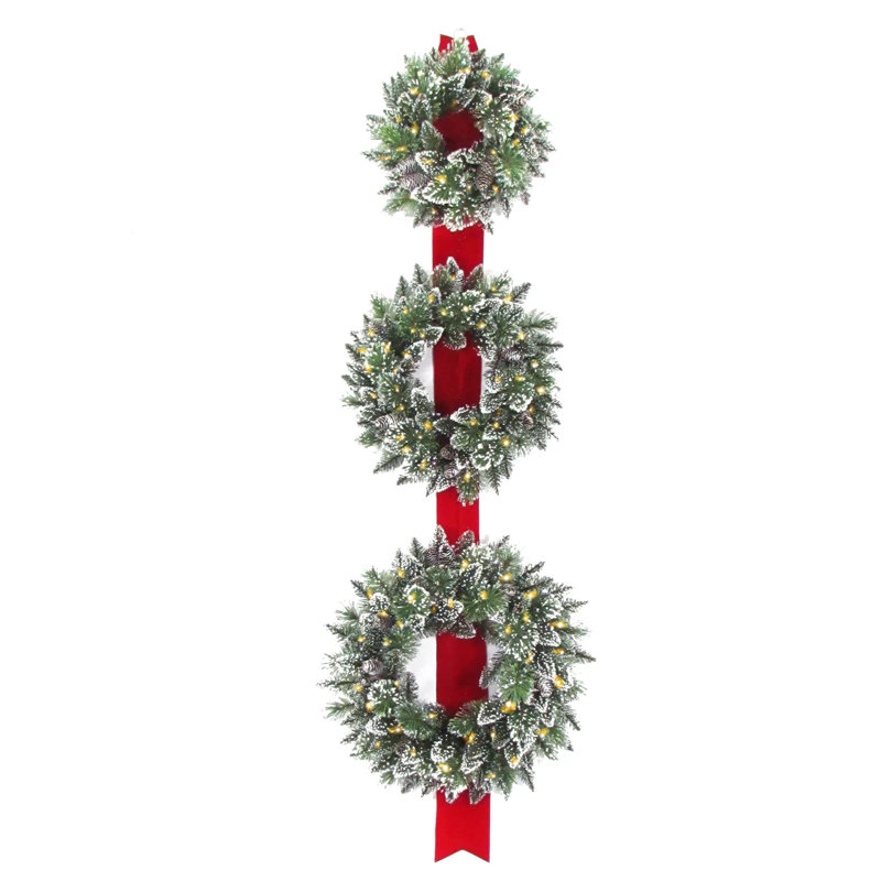 Triple couronne de 77 po à poils scintillants avec lumières DEL