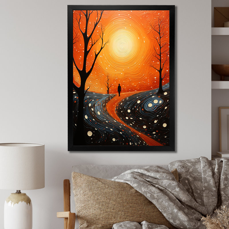 Orangeraie aérienne, pointillisme, salon, art mural, H 44 po x l 34 po x P 1,5 po, Cadre photo noir