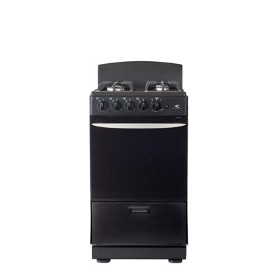 Magnificent Chef - 20" Black Gas Space Saver Range with 2.4 CFT Oven Capacity - Italian SABAF Sealed Burners, 1 Ultra-Fast, 3 Fast – Easy to Clean, Iron Grates, Cool Knobs 