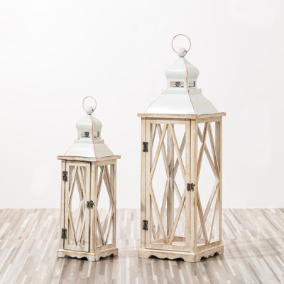 Medders Farmhouse Diamond Antique Tabletop Lantern Set