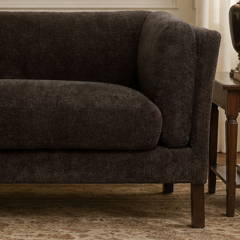 Causeuse l 58,27 po avec pieds en bois massif, Dark Brown