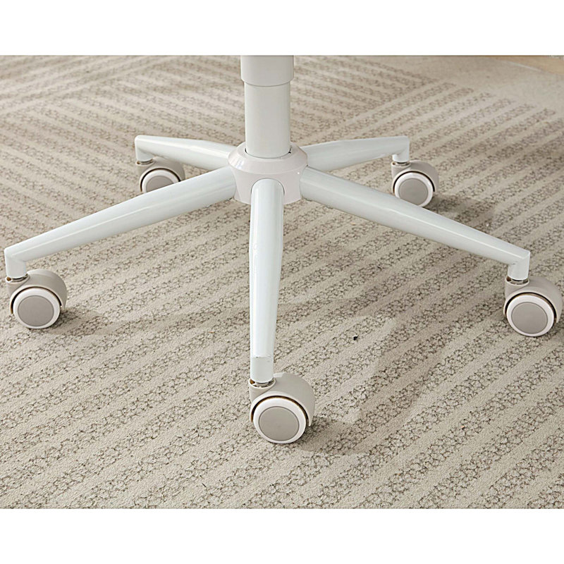 Cross Legged Chair with Wheels, Criss Cross Desk Chair with Lumbar Support and Adjustable Stool, Ivory