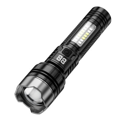 Plastics Flashlights Rechargeable Flashlights High Lumens Super Bright Led Handheld Flash Light Battery Powered With 5 Light Modes Side Light USB Charging Power Display