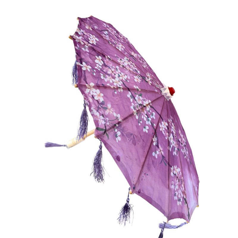 Parasol en soie 33 po Classic Asian, Mauve